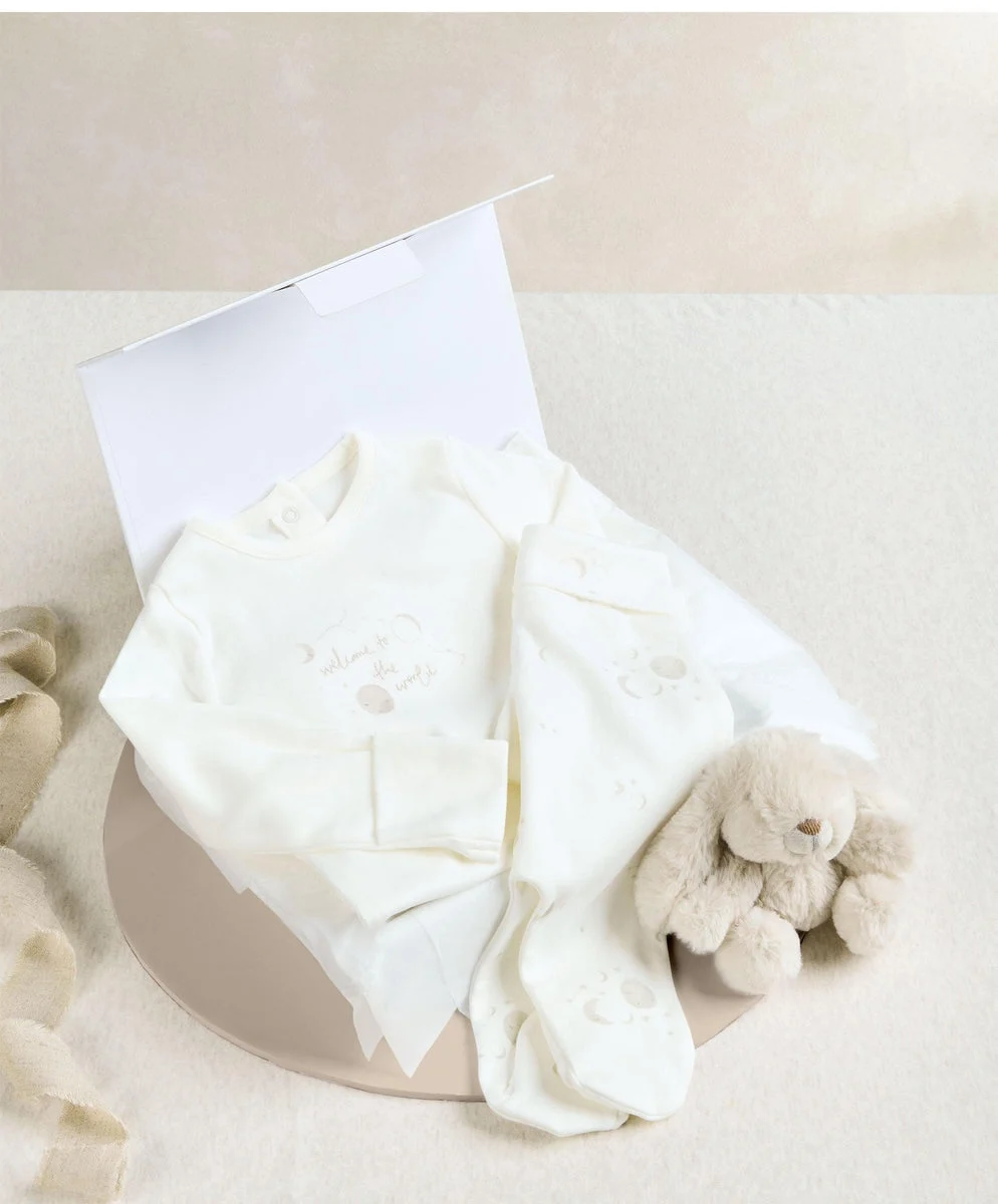 0-3m Celestial Bodysuit & Leggings Set (2 Pieces) & Bunny Beanie Gift Box