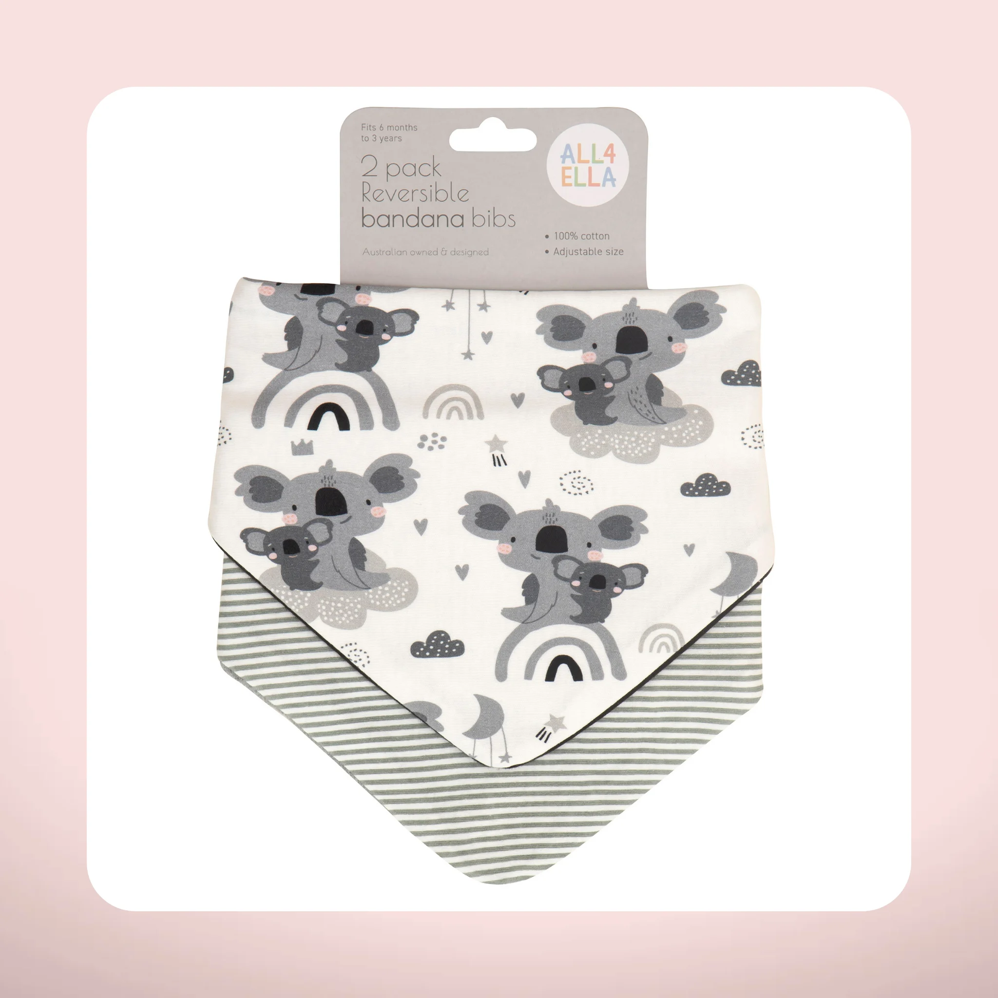 100% Cotton Baby bandana bibs, Choose from 3 prints