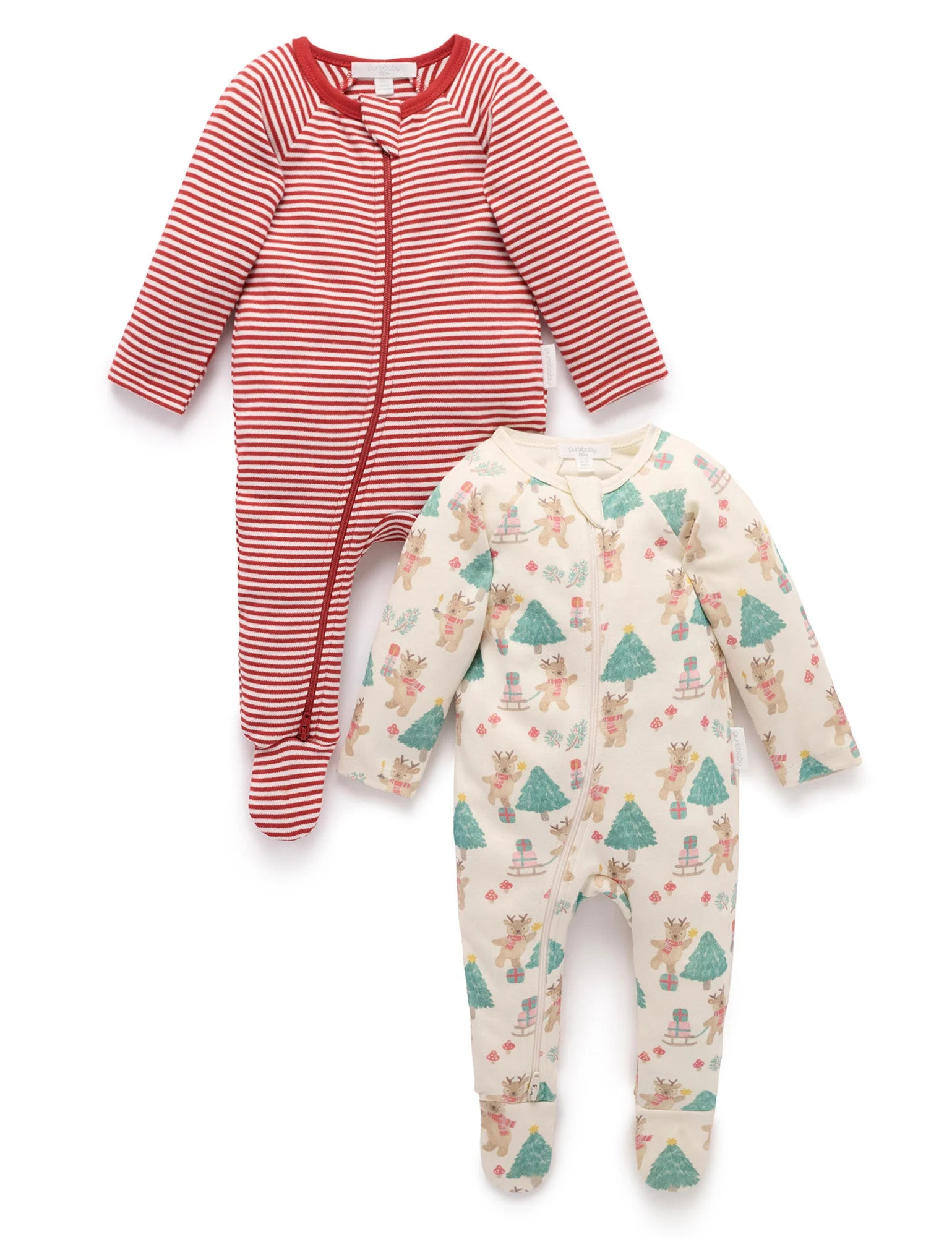 2 Pack Christmas Zip Growsuit