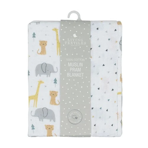 3ply Muslin Pram Blanket - Animal Parade