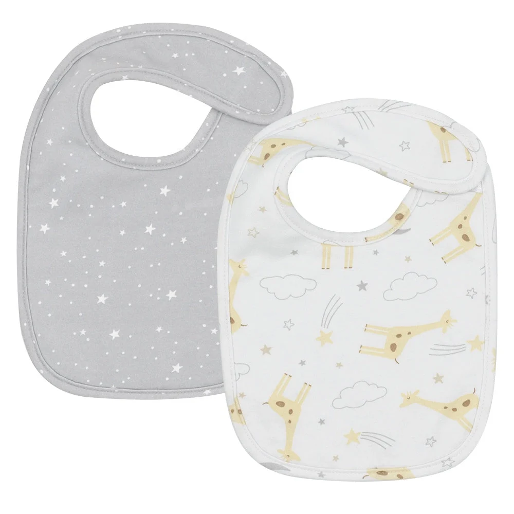 Living Textiles 2pk Bibs - Noah/Grey Stars