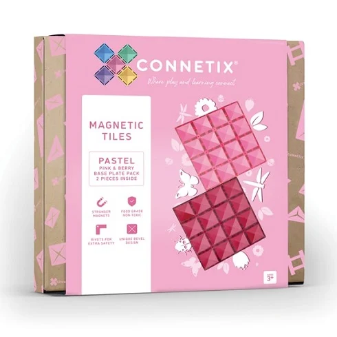 Connetix 2 Piece Base Plate Pack Pink & Berry