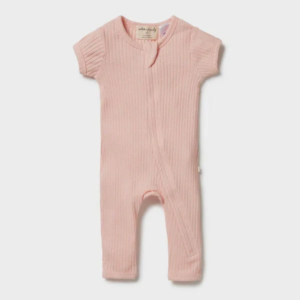Wilson & Frenchy Organic Rib Zipsuit-Blush