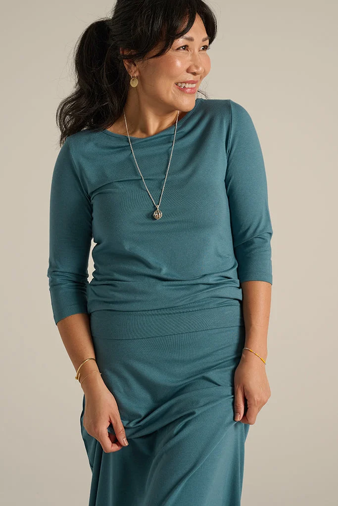 Ada Bamboo Boat Neck Top - Ocean