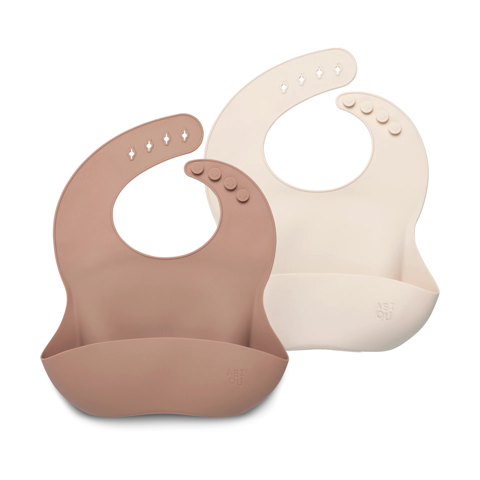 AEIOU Bib (2 Pack) - Clay/Oat Milk | Babylist Shop