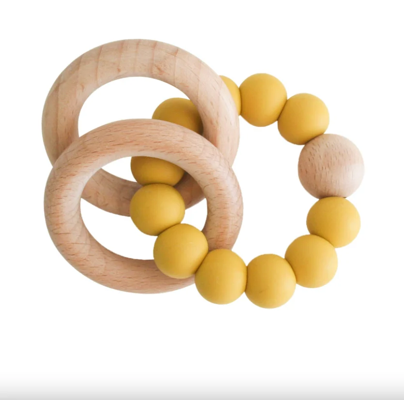 Alimrose Beechwood Teether Ring Set - Butterscotch