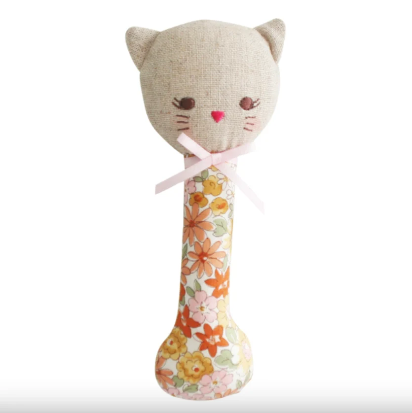 Alimrose Kitty Stick Rattle - Sweet Marigold