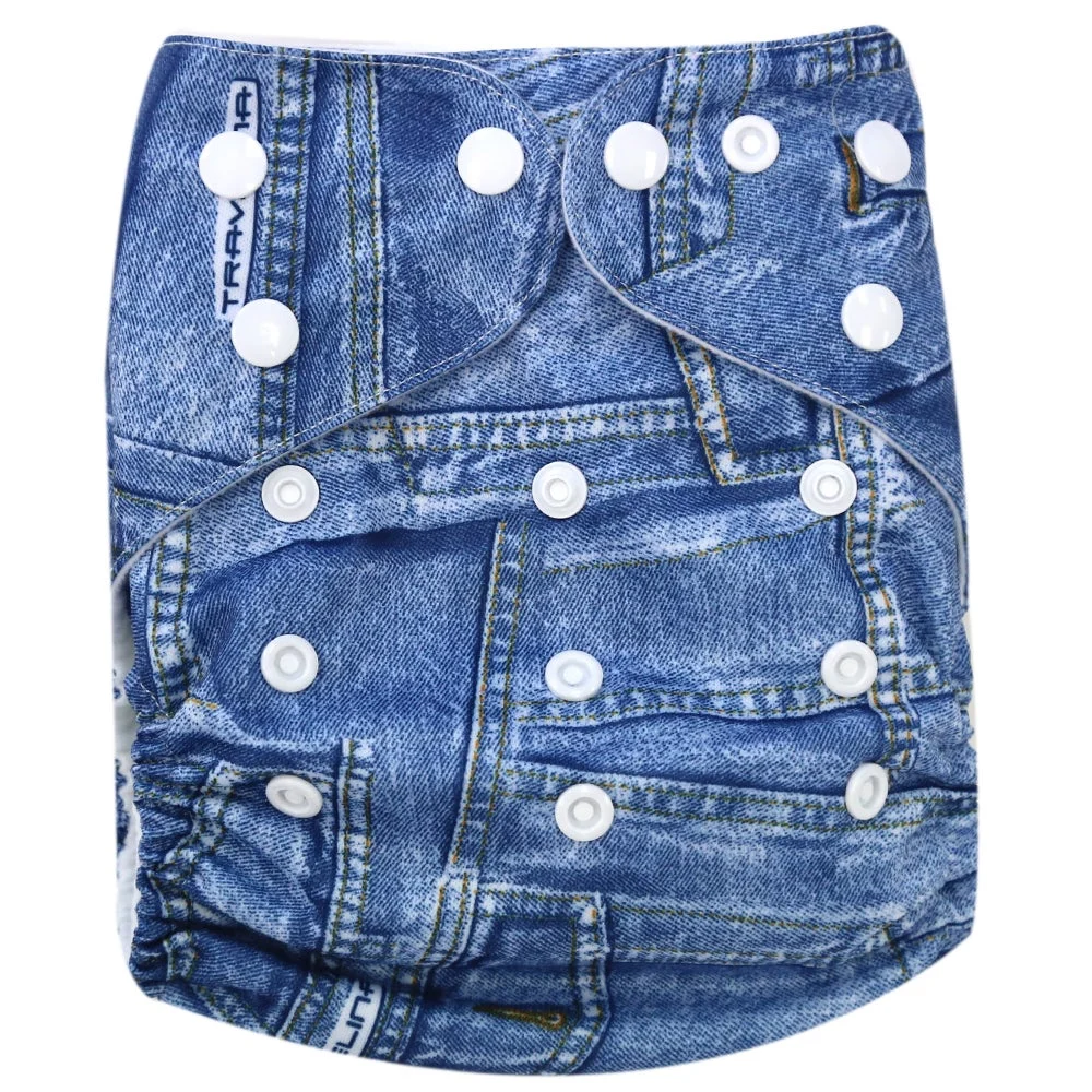 Babyco Reusable Cloth Nappy With 2 Microfibre Inserts Denim Denim