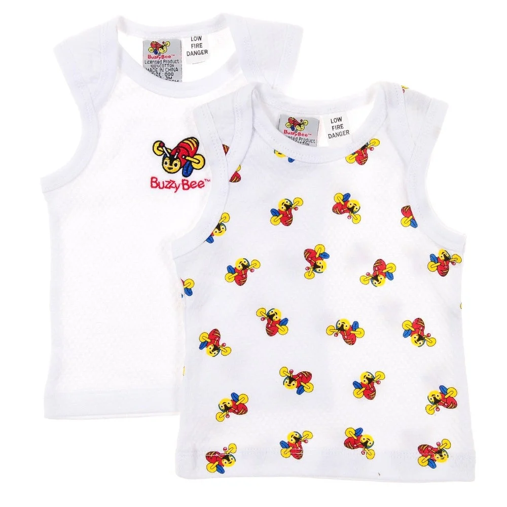 Babyhood Buzzy Bee Infants 100% Cotton Knitted Singlets 2pk - 000