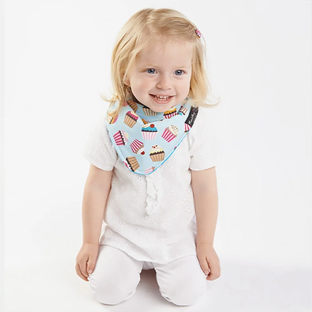 Bandana Bib Cupcakes Teal Tba