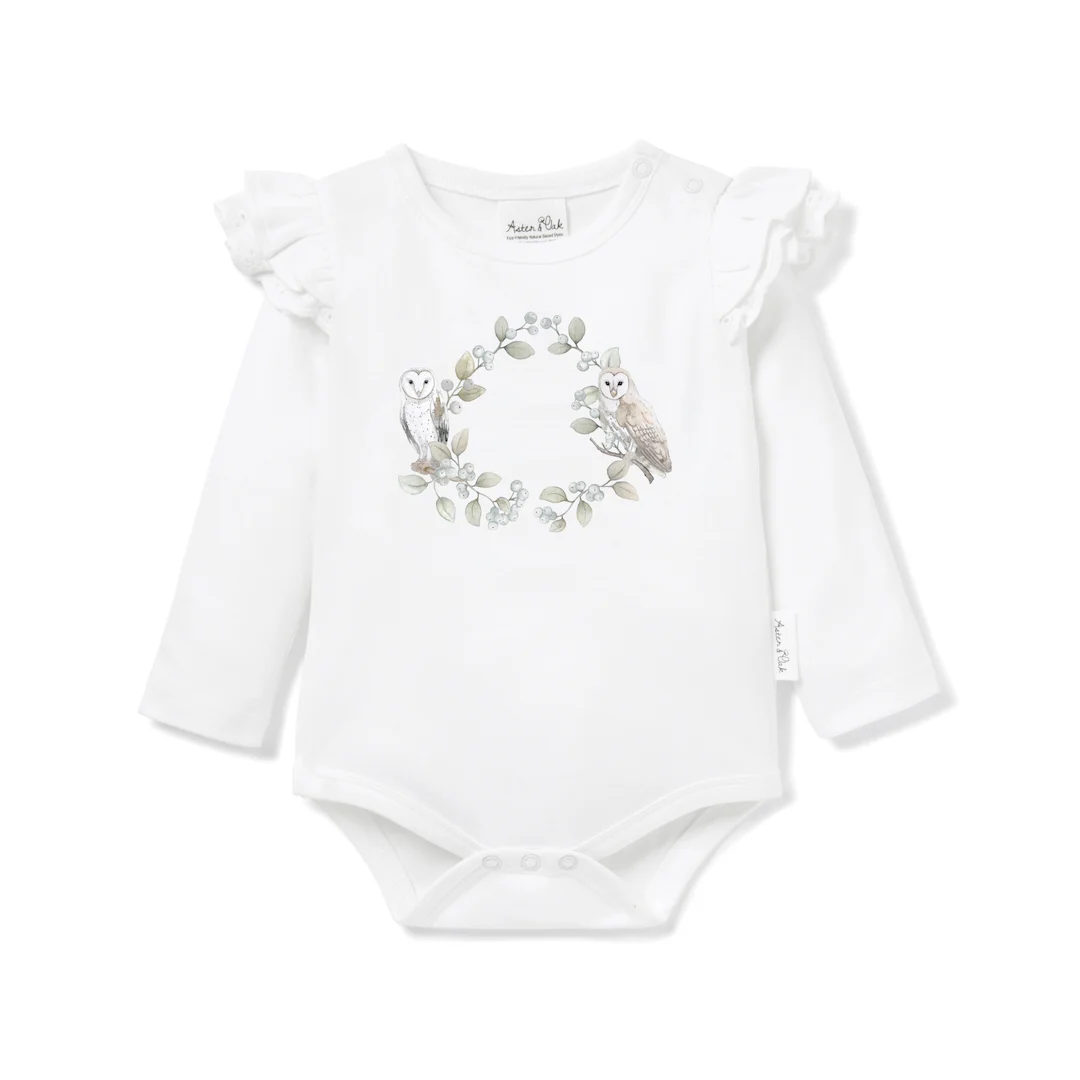 Barn Owl Print Onesie