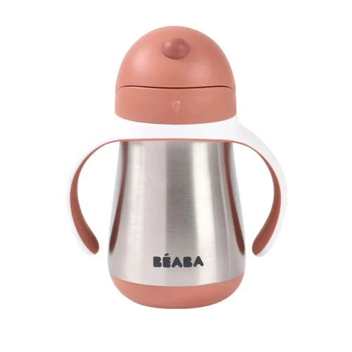 Beaba Stainless Steel Straw Cup 250ml - Terracotta