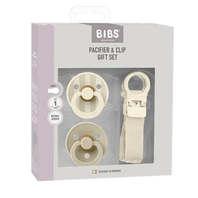 BIBS Colour Dummy & Loop Clip Gift Set - Ivory