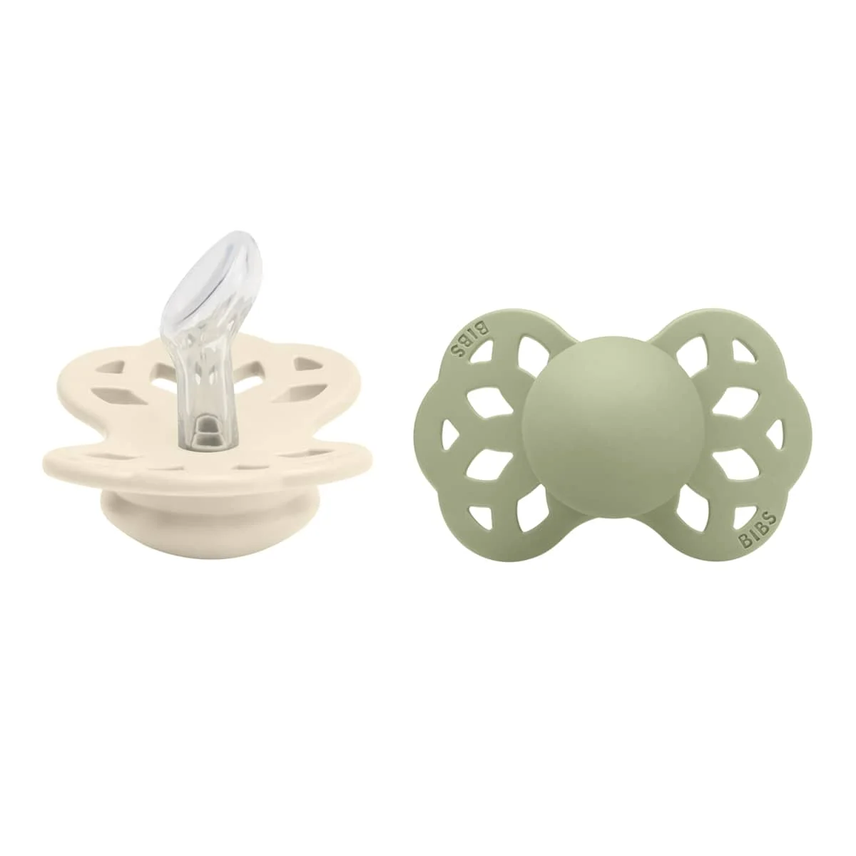 BIBS Infinity Dummies - Anatomical | Size 1 | Silicone - Ivory/Sage