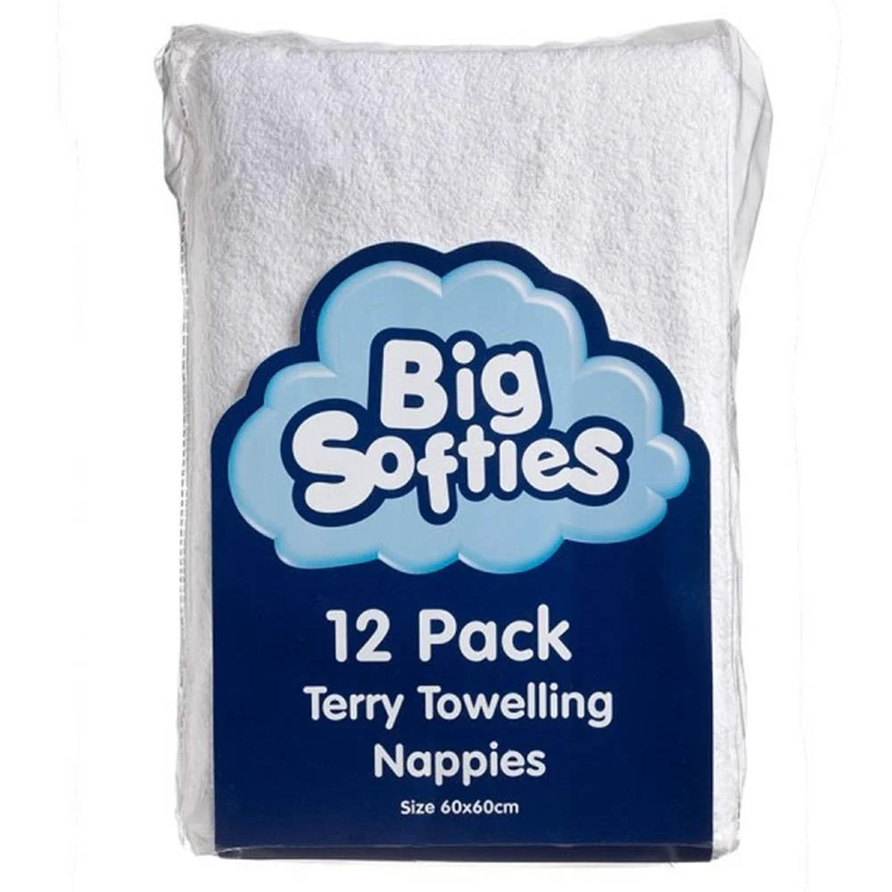 Big Softies Towelling Nappies White