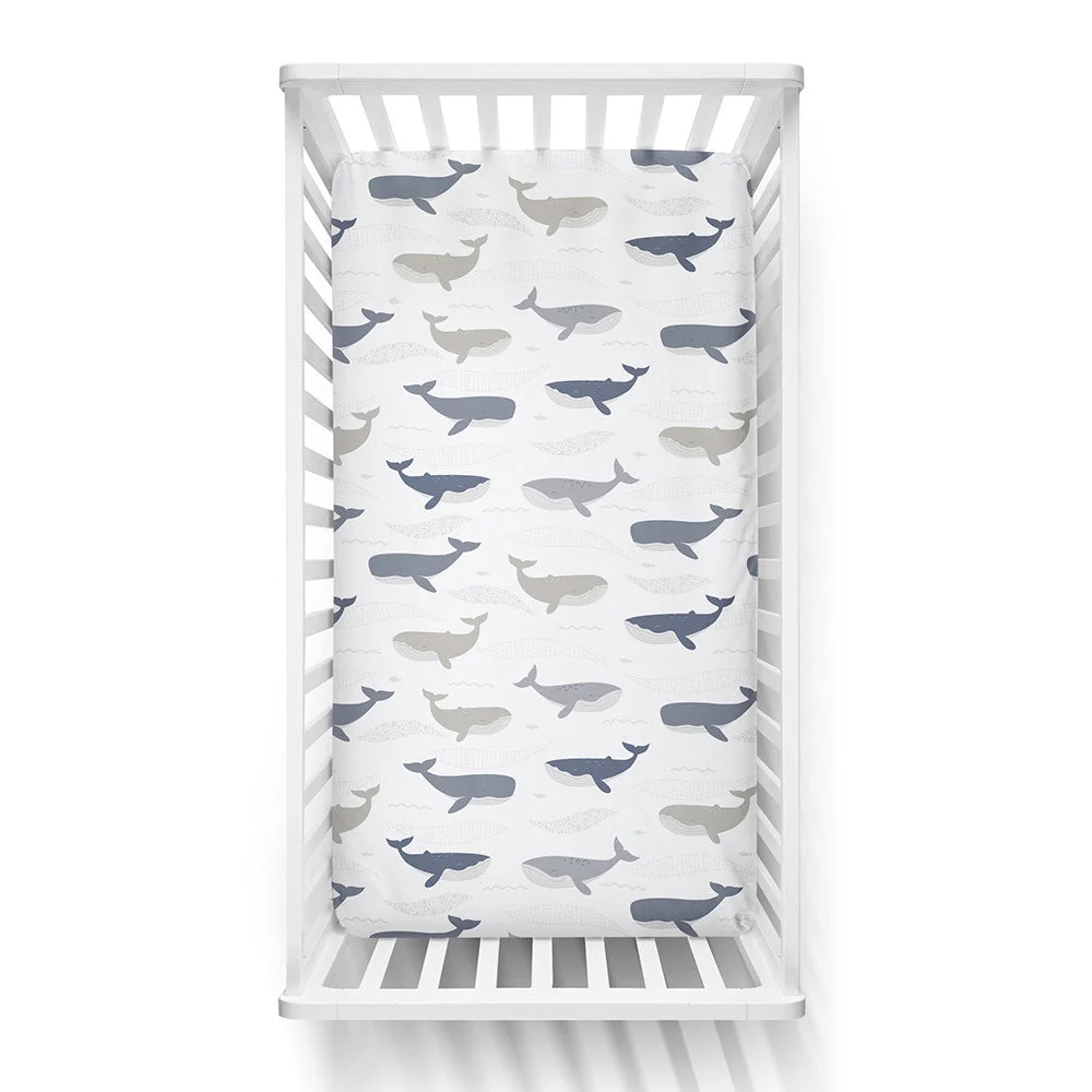 Cot Fitted sheet Whales