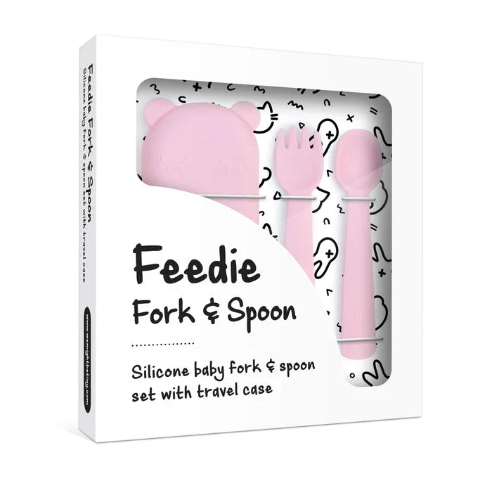 Feedie - Silicone Fork & Spoon Travel Set (Pink) - We Might Be Tiny