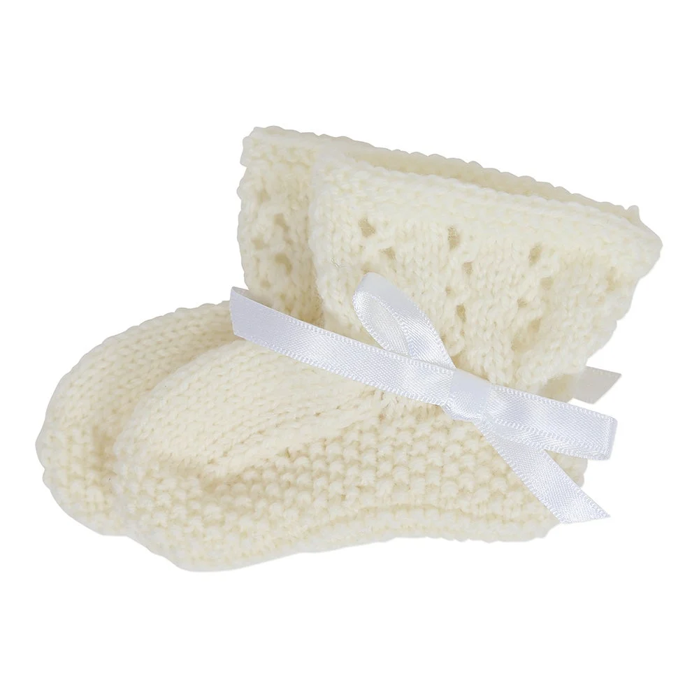 Hand Knit Booties Cream