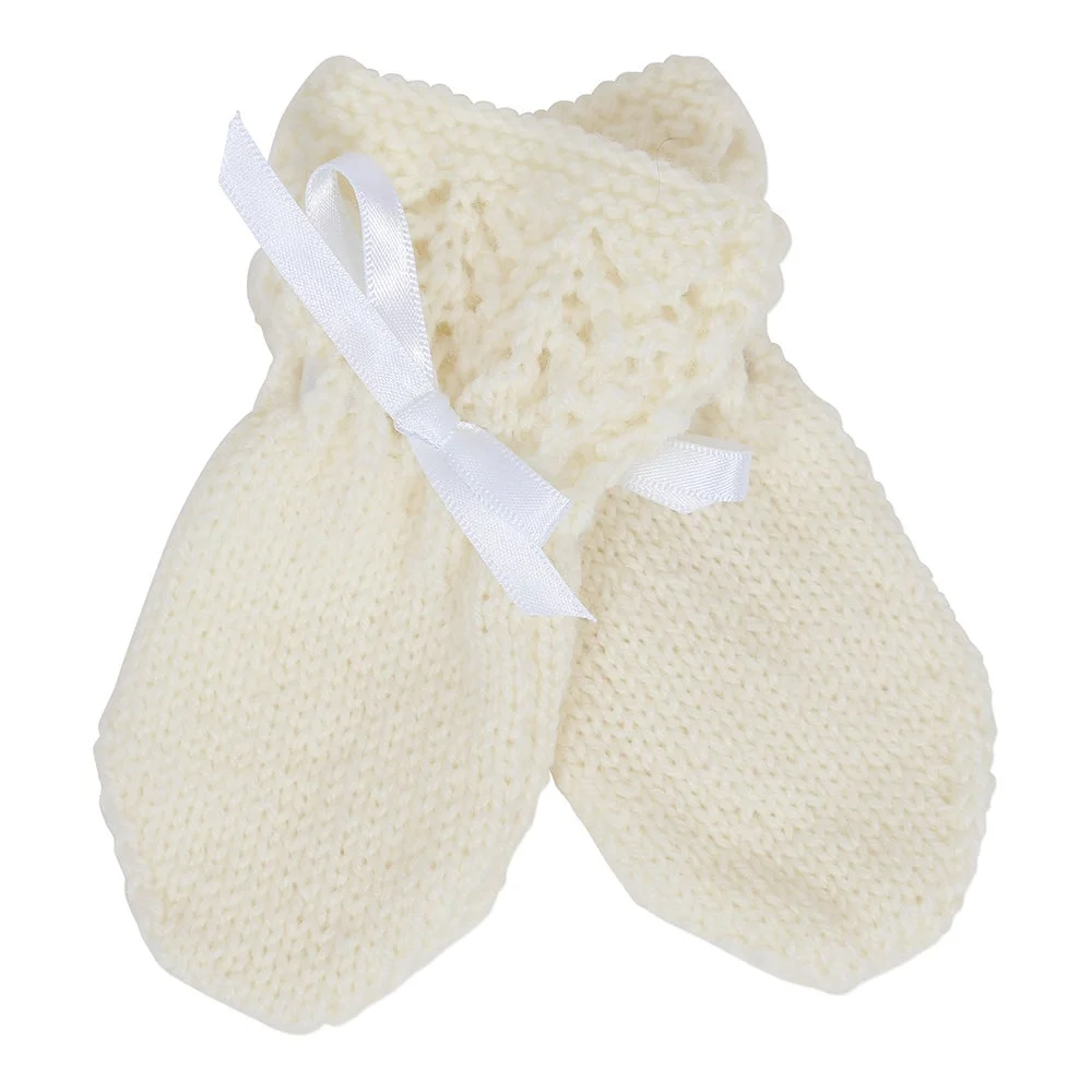 Hand Knit Mittens Cream