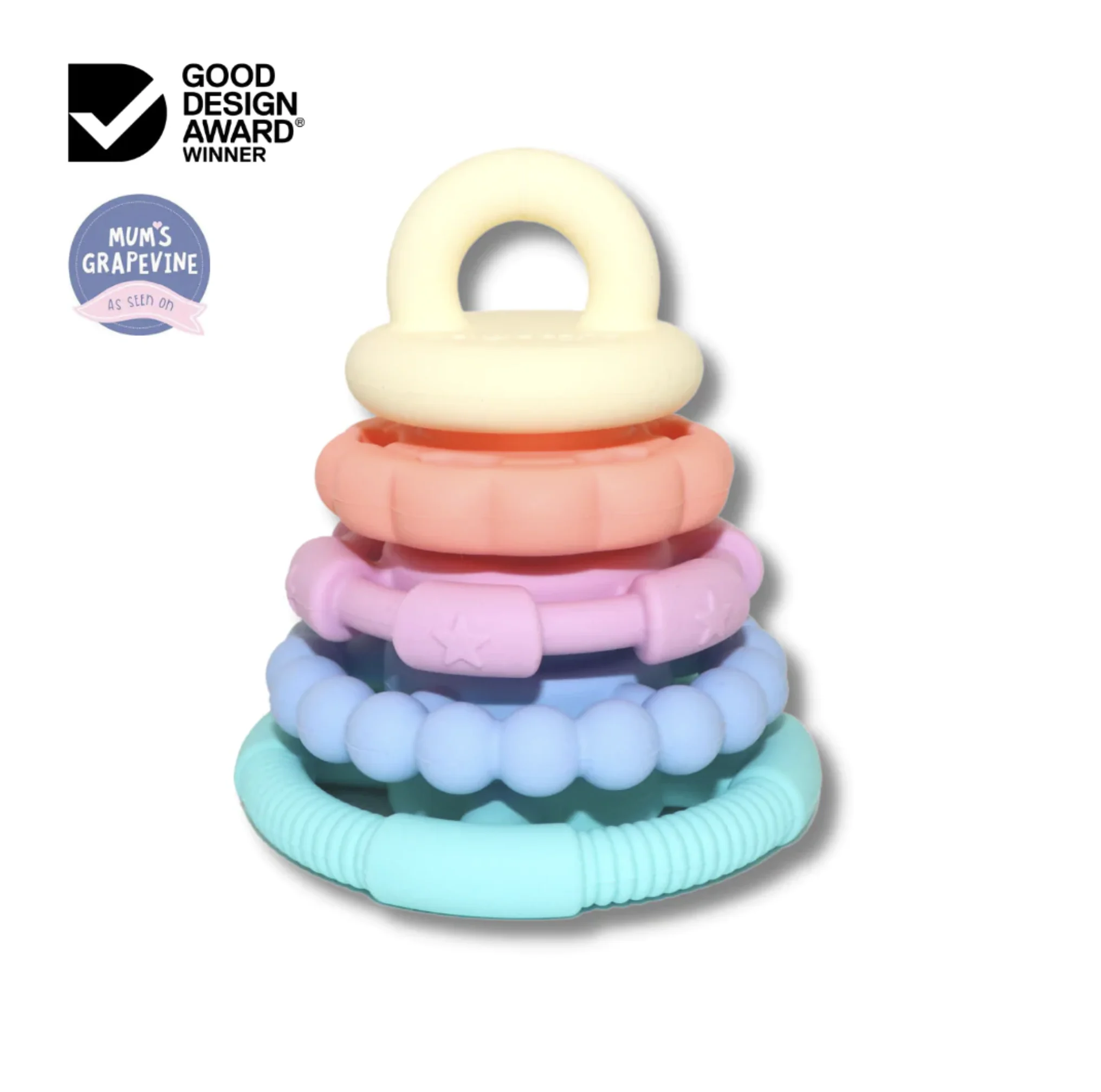 Jellystone Designs Rainbow Stacker Teether and Toy - Pastel
