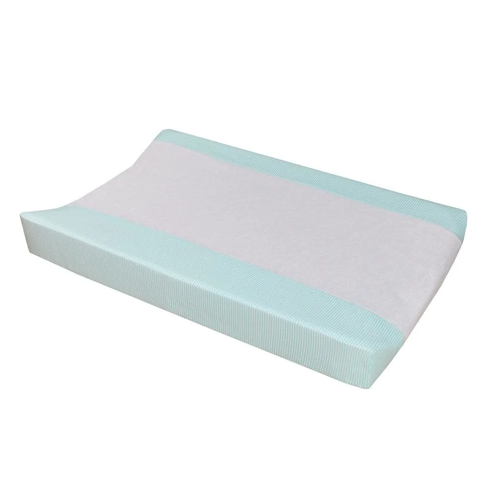 JERSEY CHANGE PAD COVER AQUA STRIPE/TOWELLING