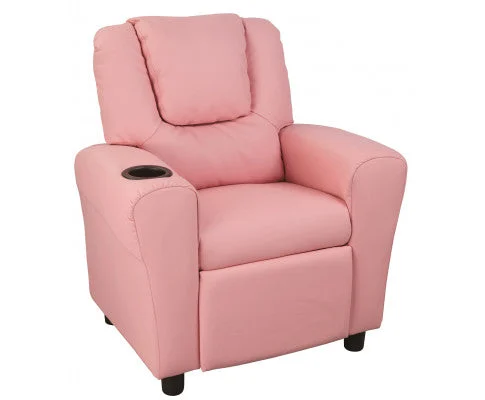 Kids Leather Recliner Chair With Drink Holder