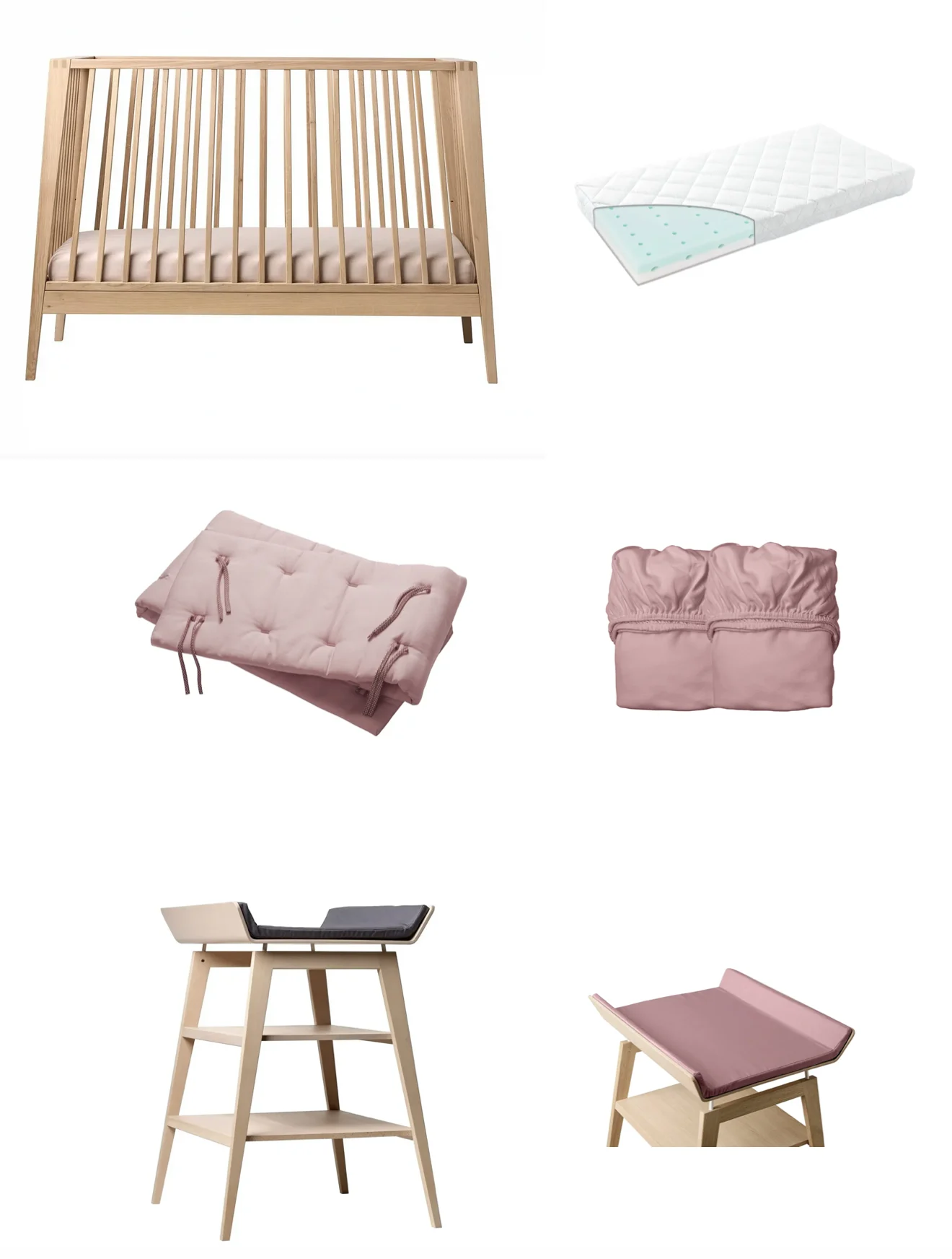 Leander Linea Cot + Mattress +Bumper + Sheet + Linea Change Table + Mat Cover (Townsville Store Ex-Display)