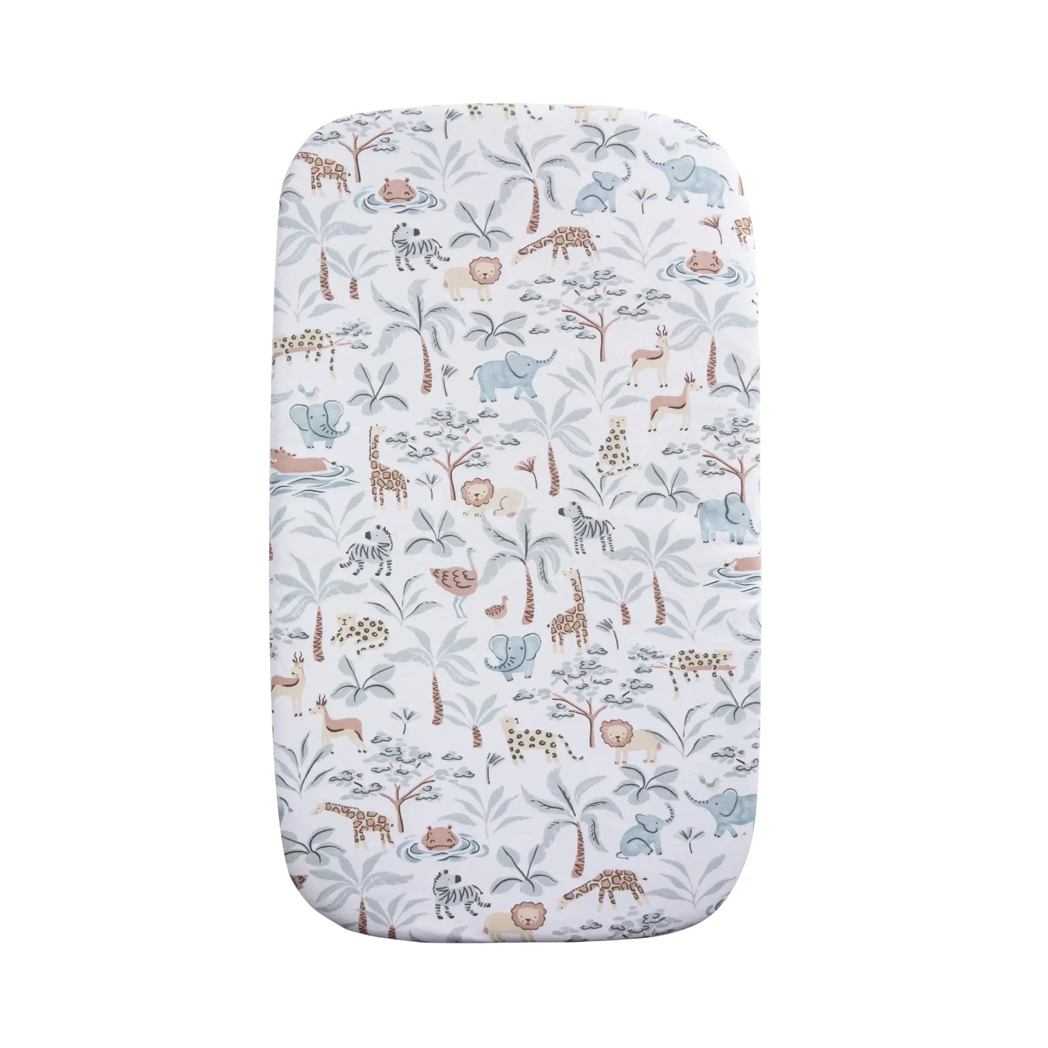 Living Textiles 1 Pack Organic Jersey Bassinet Fitted Sheet - Wild Safari