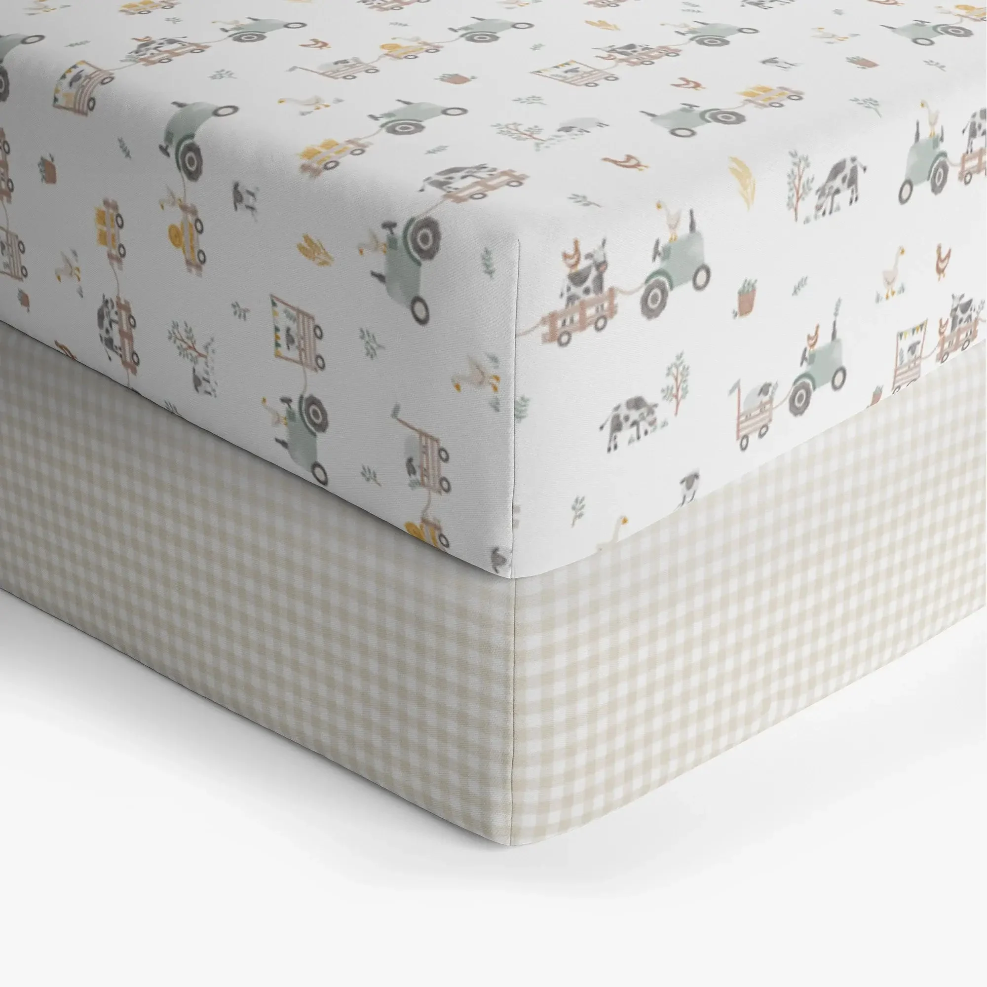 Living Textiles 2 Pack Cot Fitted Sheets - Tractor Ride