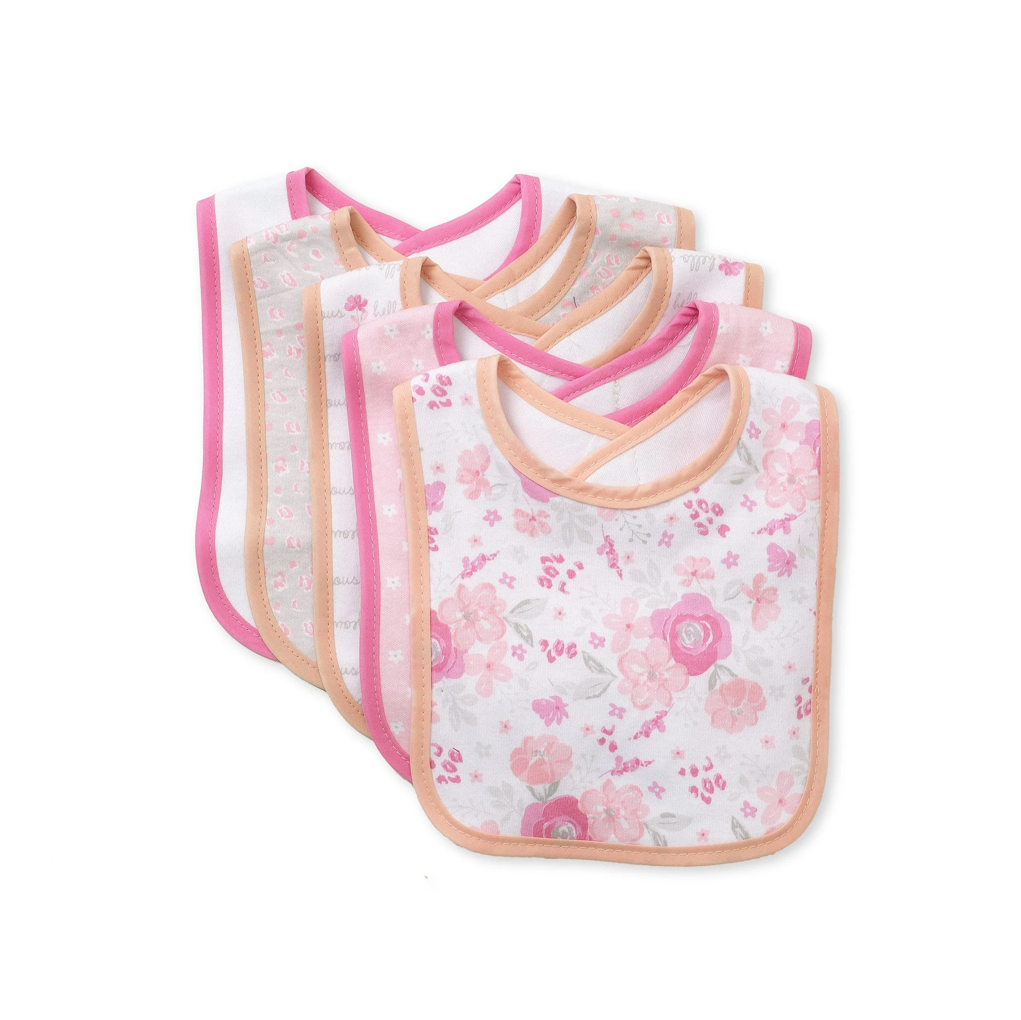 Lullaby Dreams Flowers 5-pack Bibs Pink/white