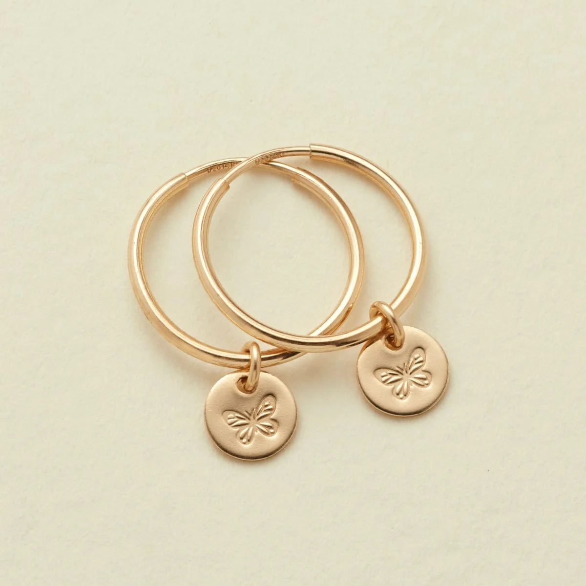 Made by Mary Evie Gold Filled Hoop Earrings - Butterfly