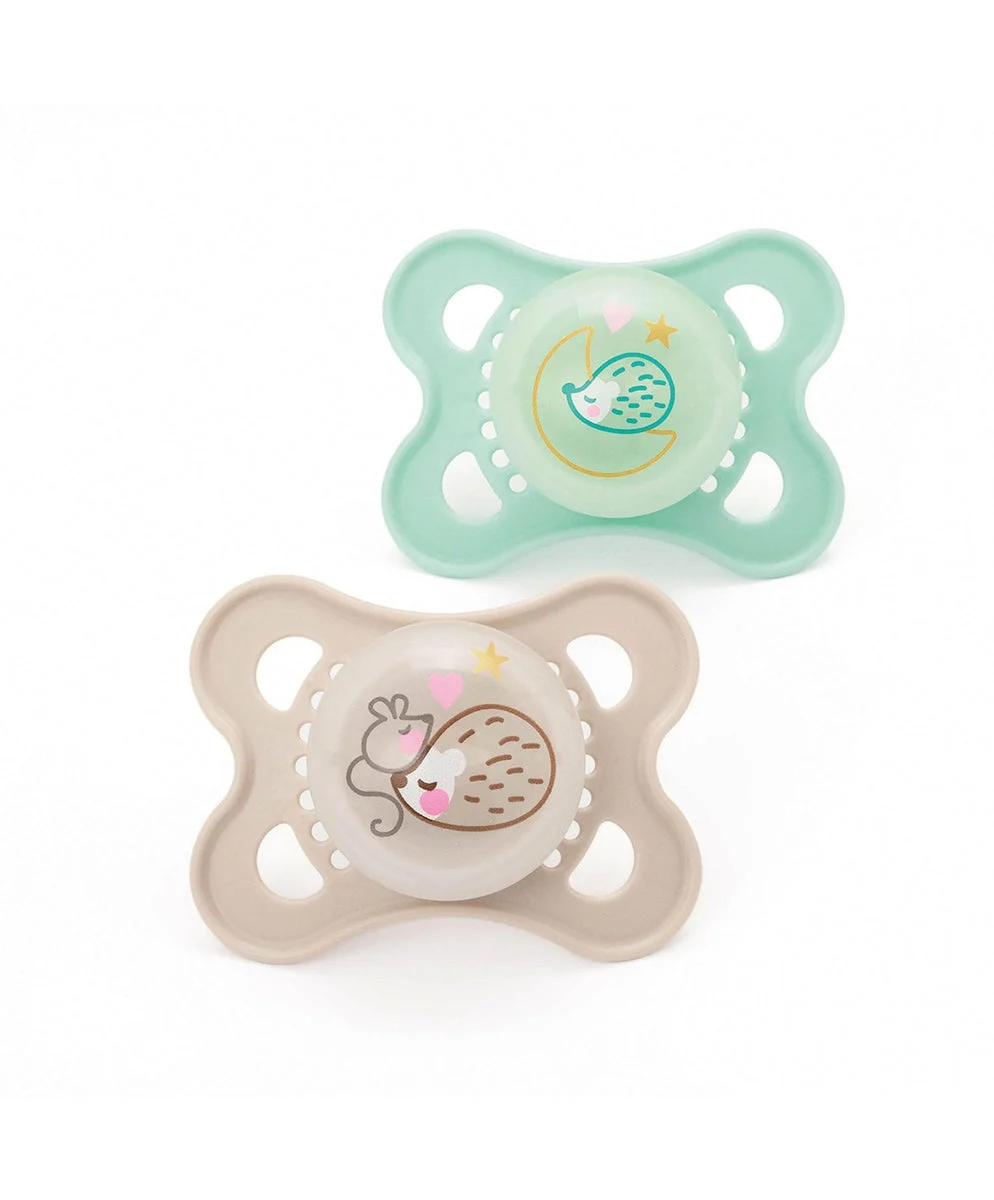 MAM Original Night 0-6m Soother (2 Pack) - Mint/Shell