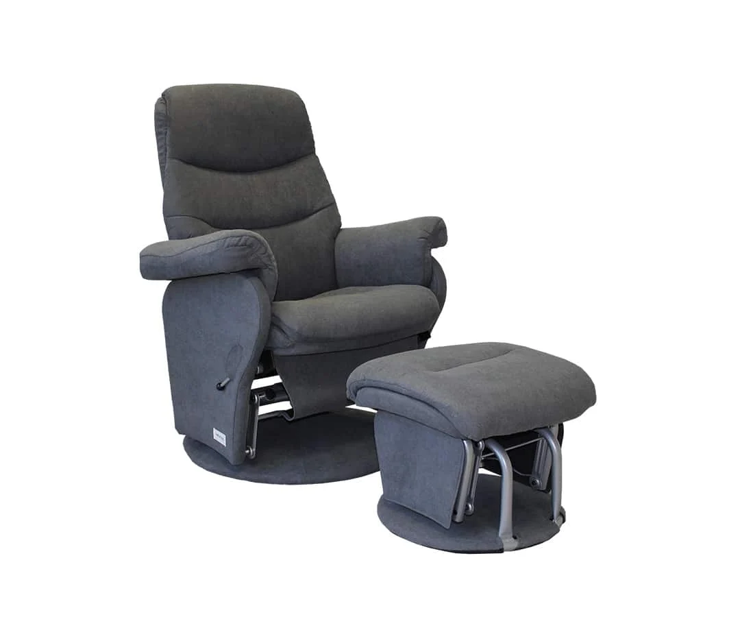 Manhattan Feeding Glider Chair & Ottoman – Charcoal