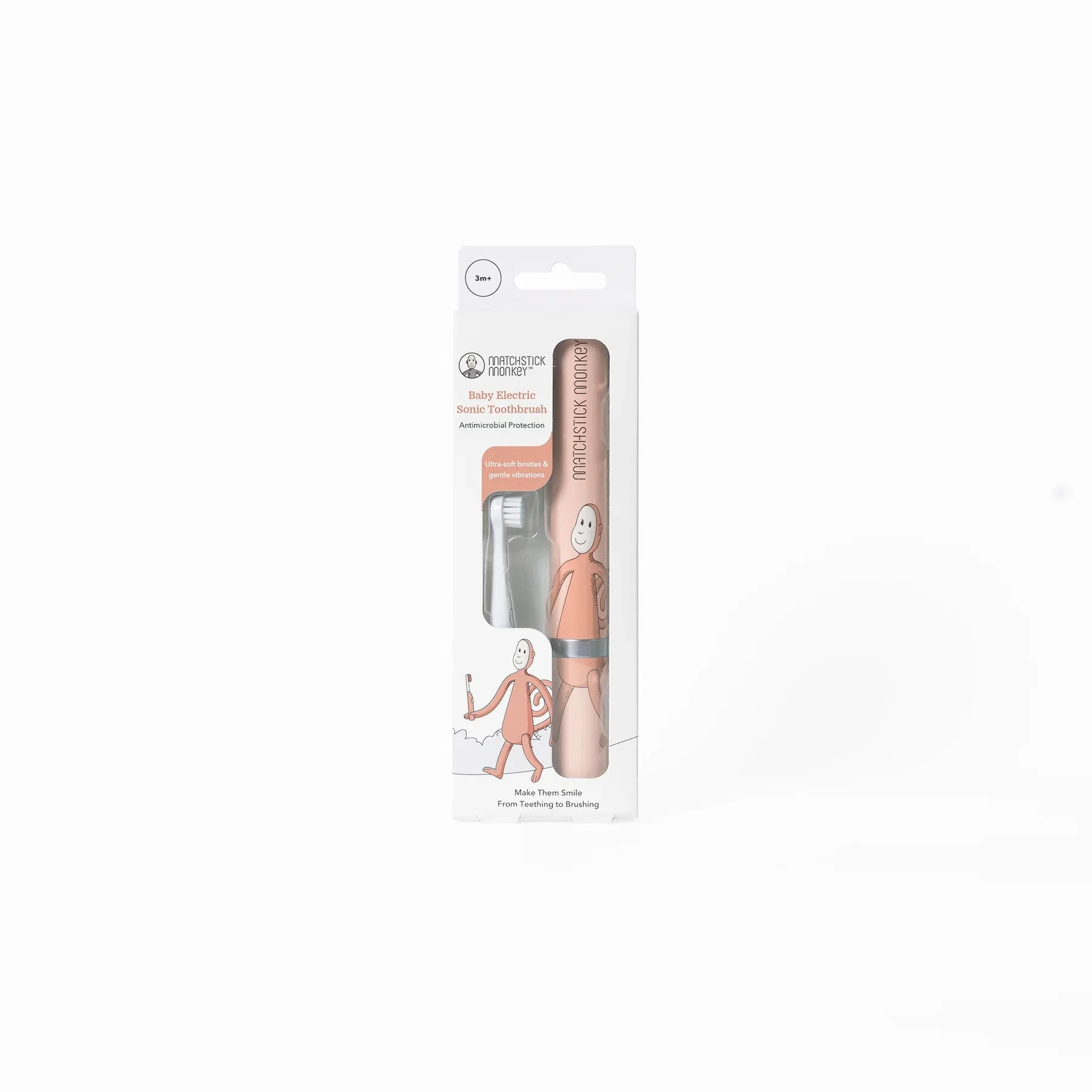Matchstick Monkey Baby Sonic Toothbrush - Dusty Pink