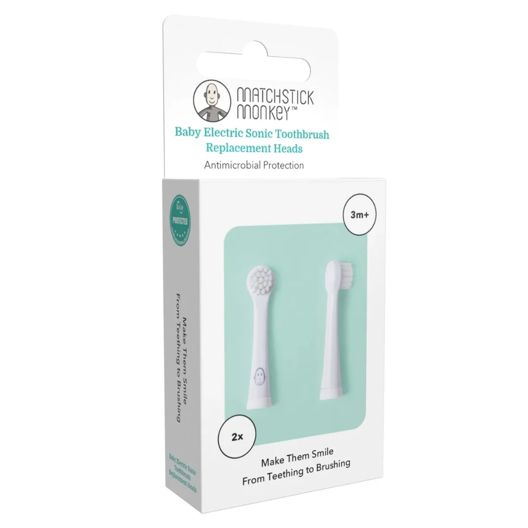 Matchstick Monkey Baby Sonic ToothBrush Replacement Heads 2 Pk