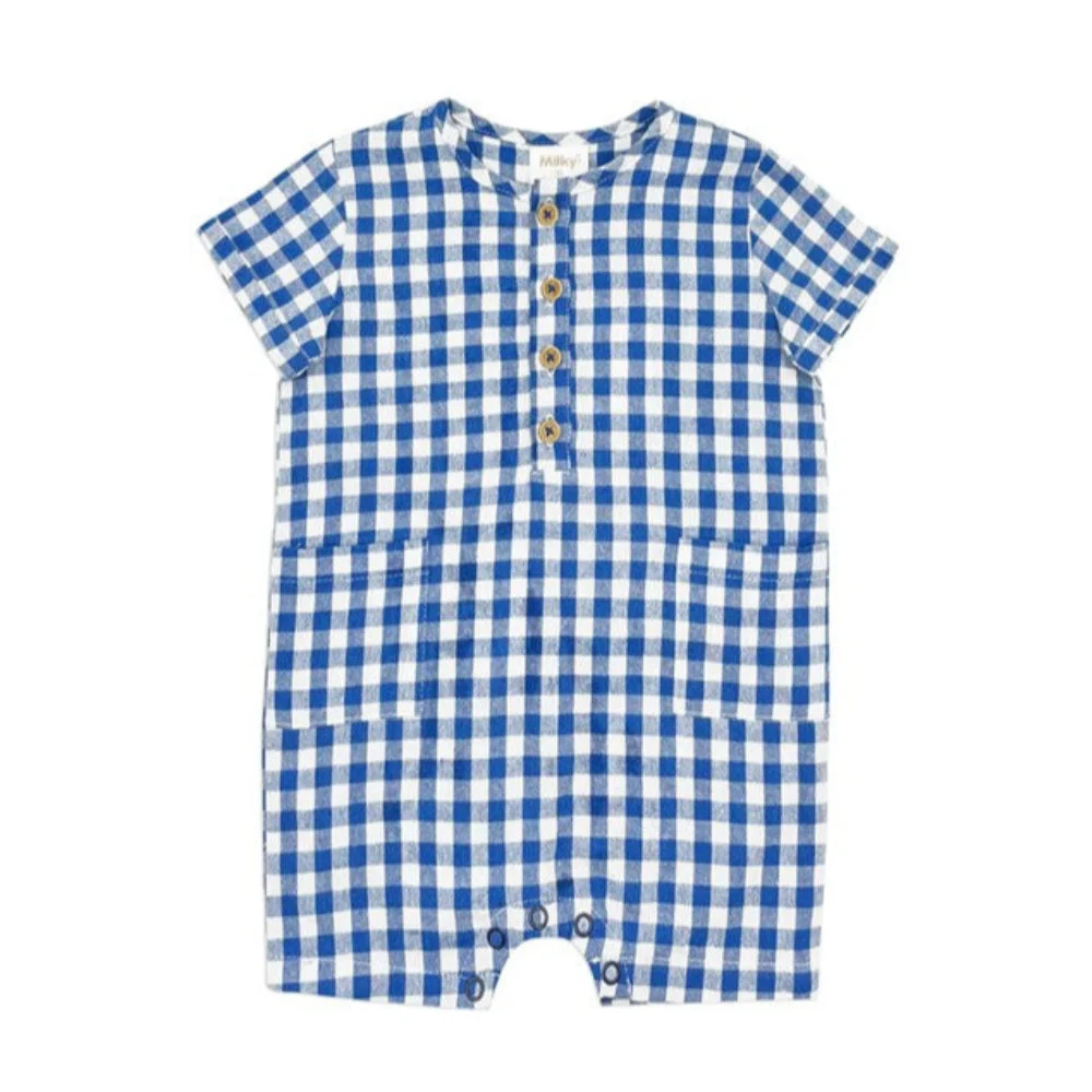 Milky Clothing Check Romper
