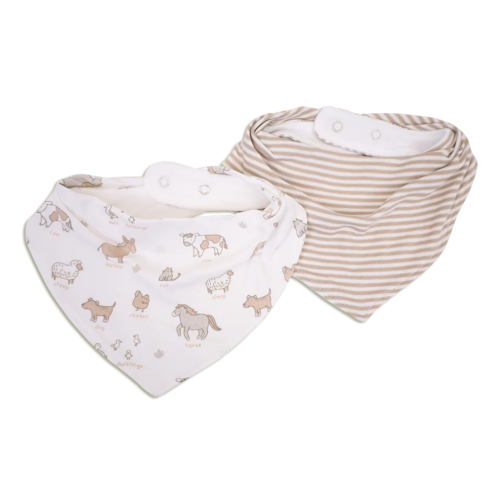 Mobi Minors Bandana Bibs 2 Pack Farmyard
