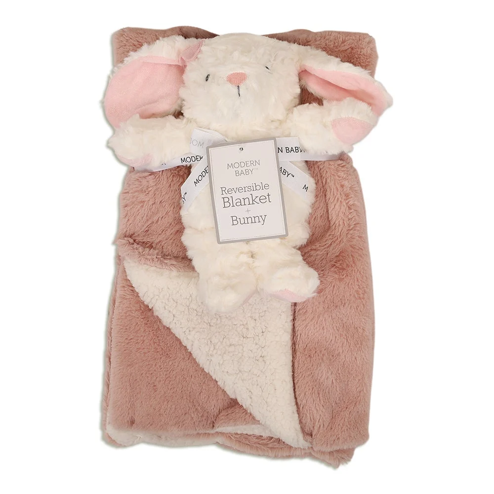 Modern Baby Reversible Blanket With Bunny