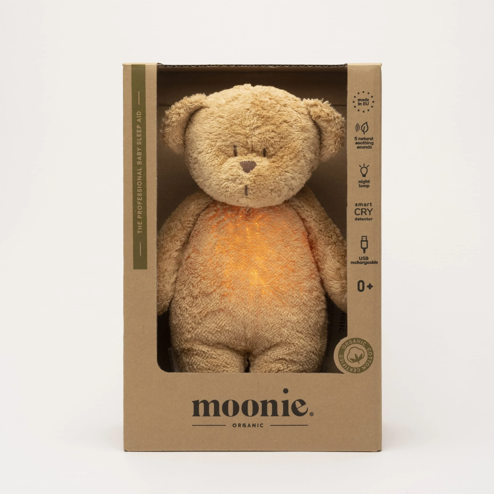 Moonie 2.0 CappucinoOrganic Humming Bear with a Lamp