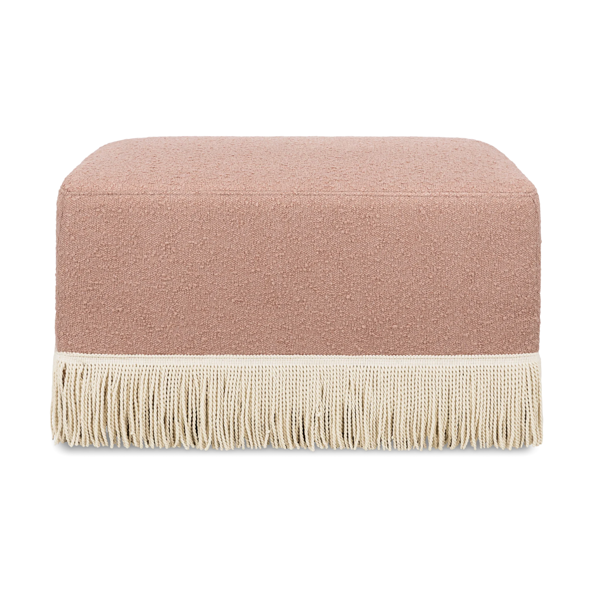 Namesake Crawford Gliding Ottoman - Rose Boucle With Ivory Tassel Fringe | Babylist Shop