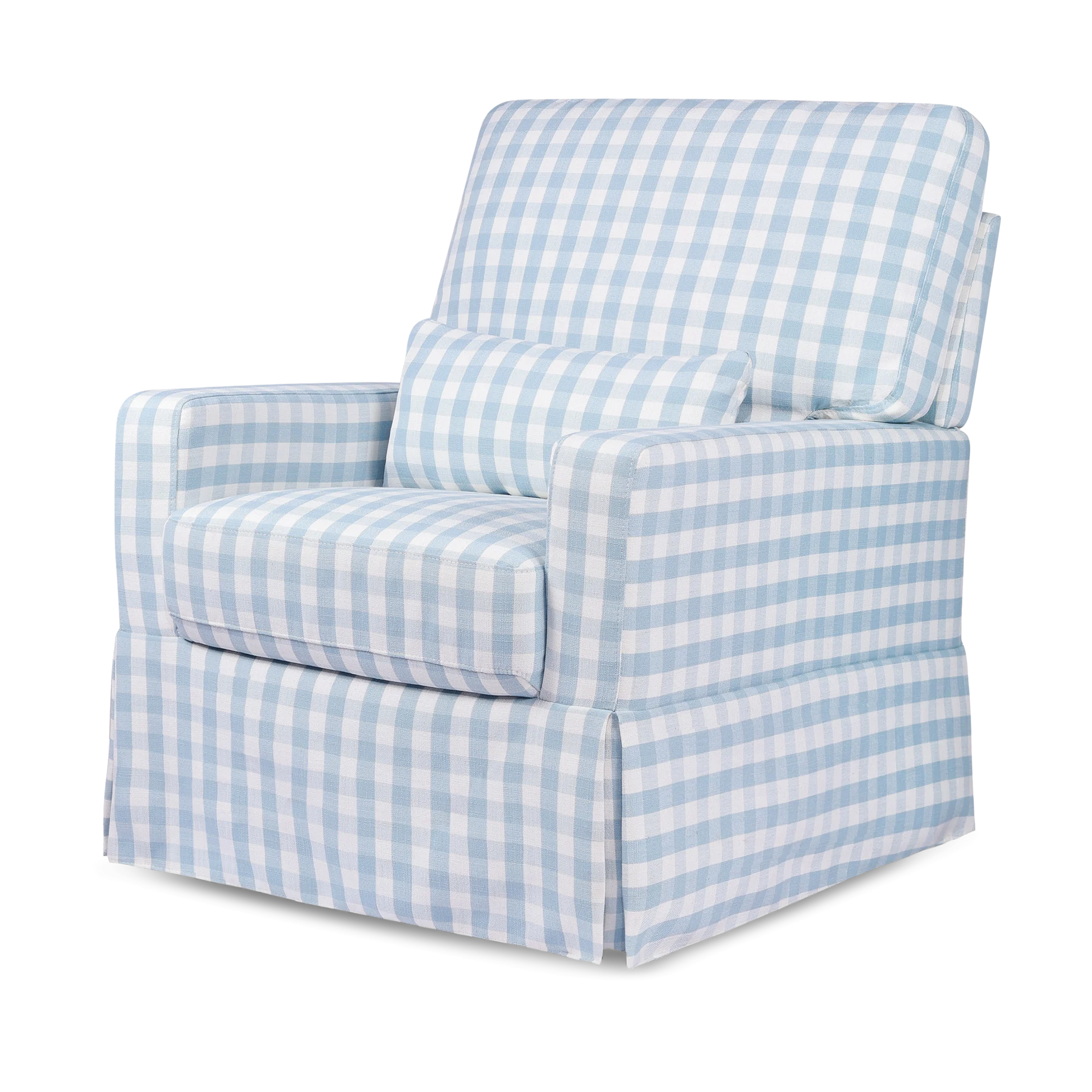Namesake Crawford Pillowback Comfort Swivel Glider - Blue Gingham | Babylist Shop