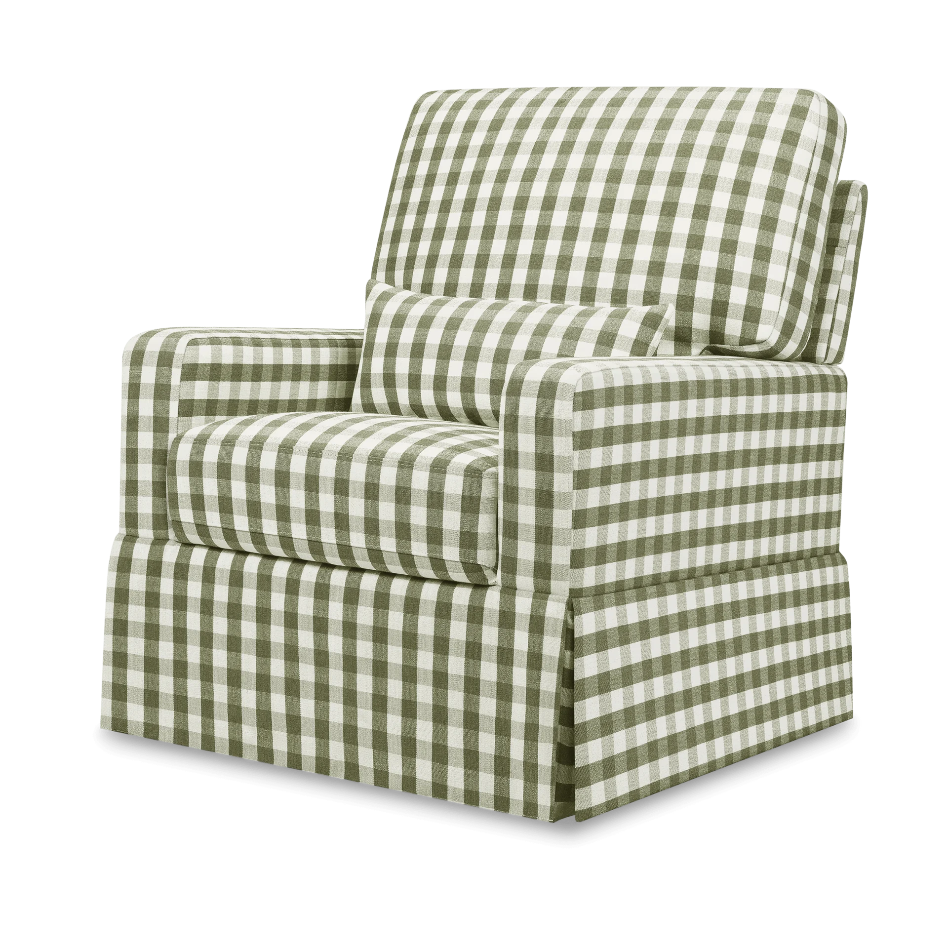 Namesake Crawford Pillowback Comfort Swivel Glider - Moss Green Gingham | Babylist Shop