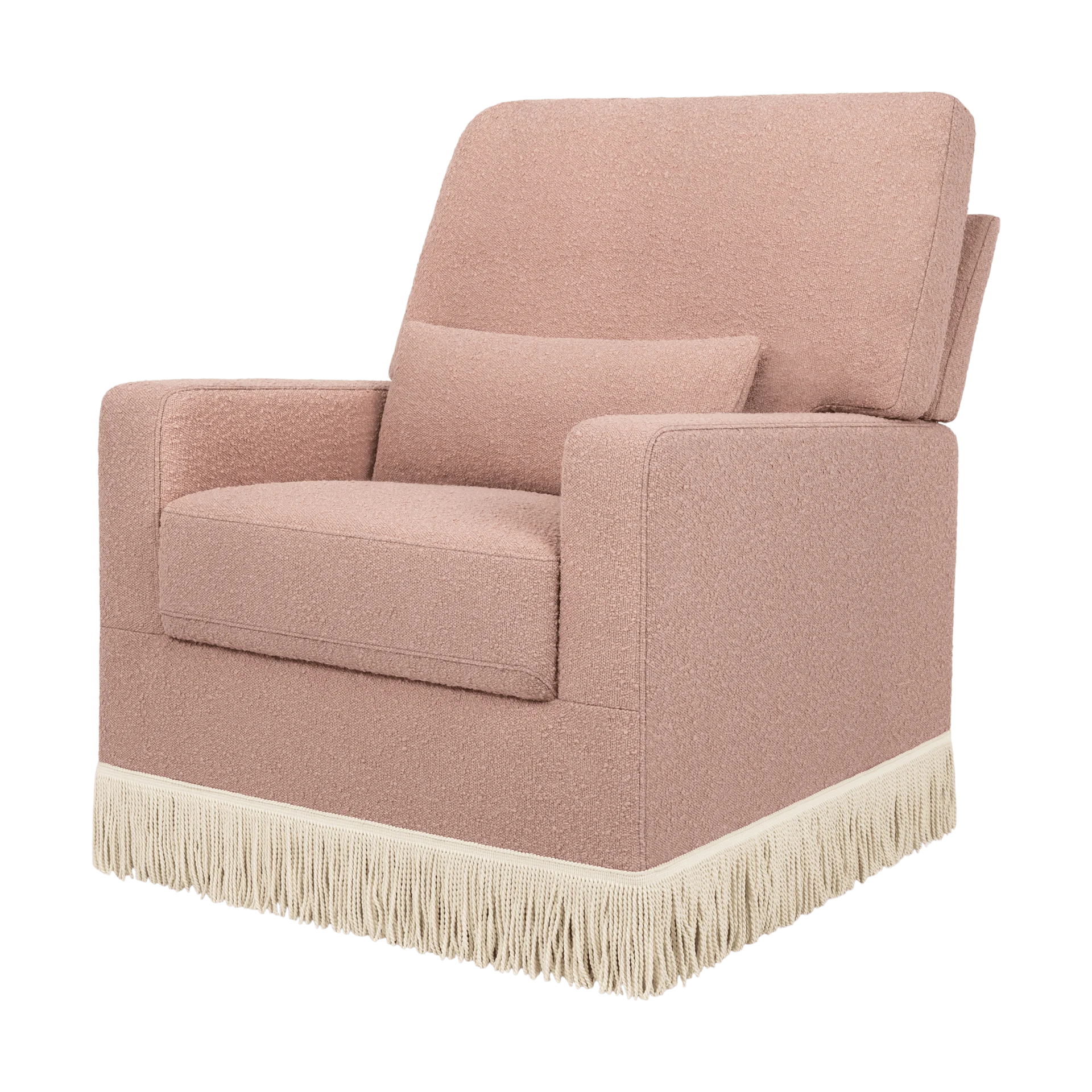 Namesake Crawford Pillowback Comfort Swivel Glider - Rose Boucle With Ivory Tassel Fringe | Babylist Shop
