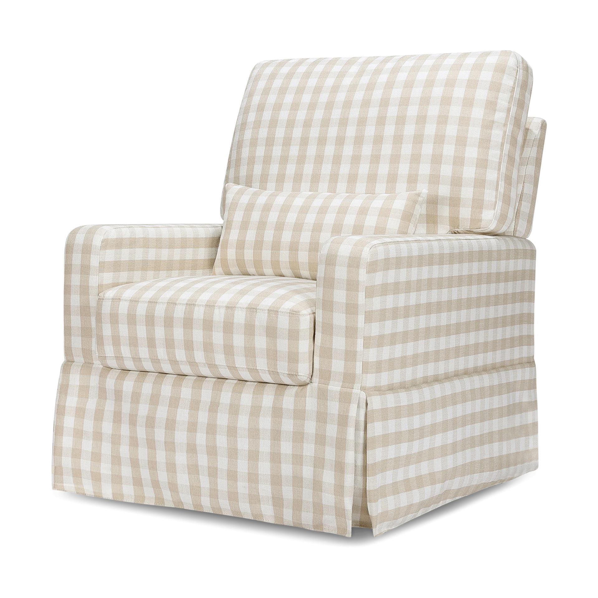 Namesake Crawford Pillowback Comfort Swivel Glider - Tan Gingham | Babylist Shop