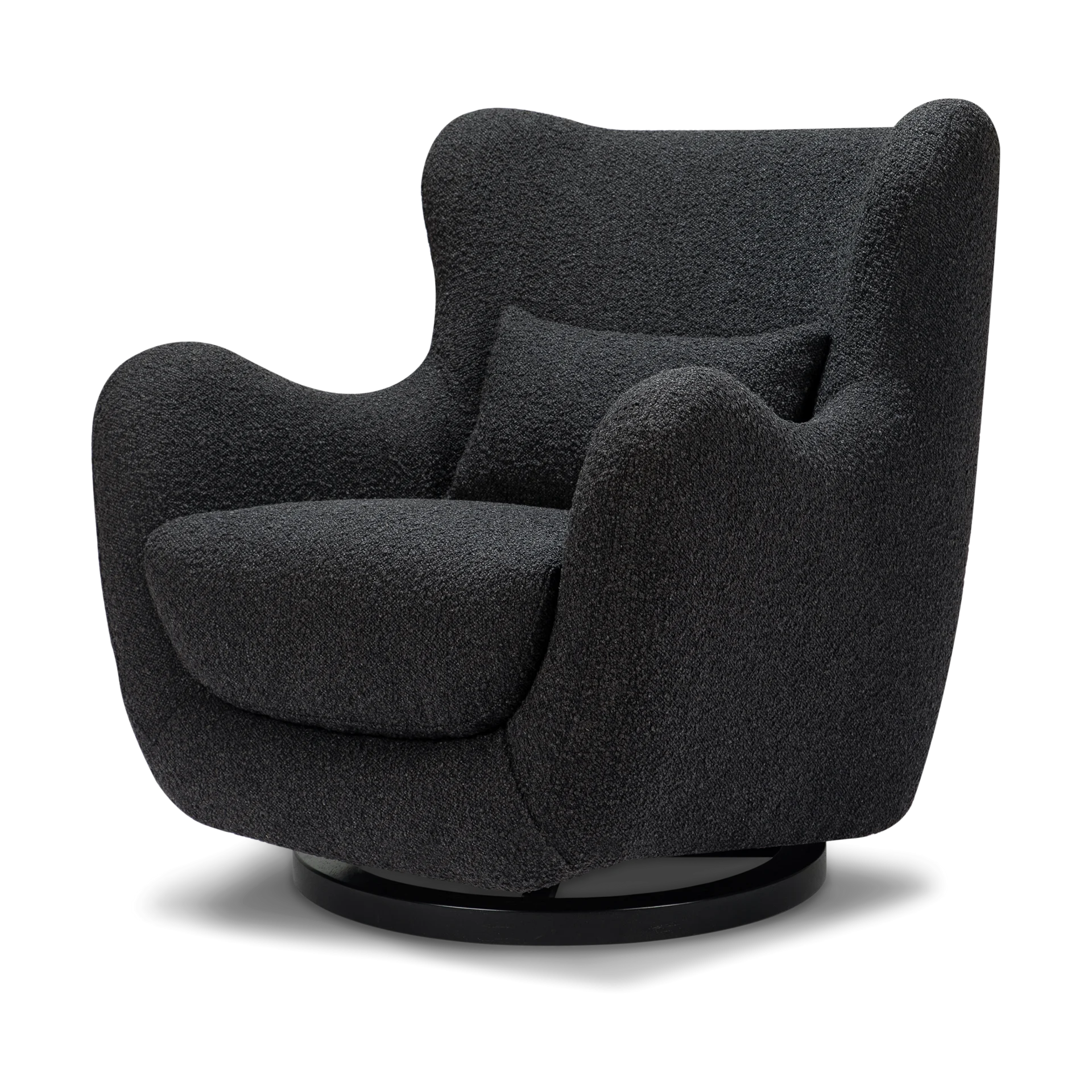 Nursery Works Solstice Swivel Glider - Black Boucle With Black Wood Base | Babylist Shop