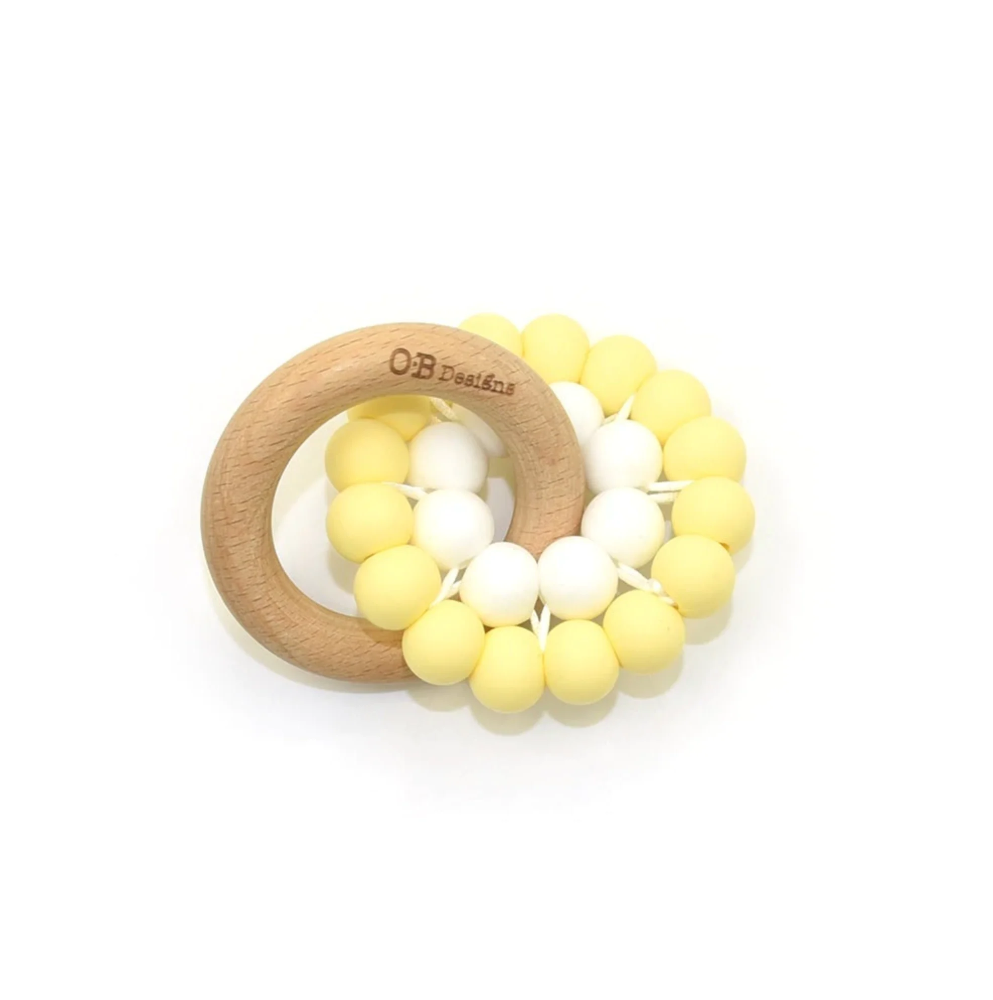OB Designs Eco-Friendly Teether Organic Beechwood Silicone Toy Lemon