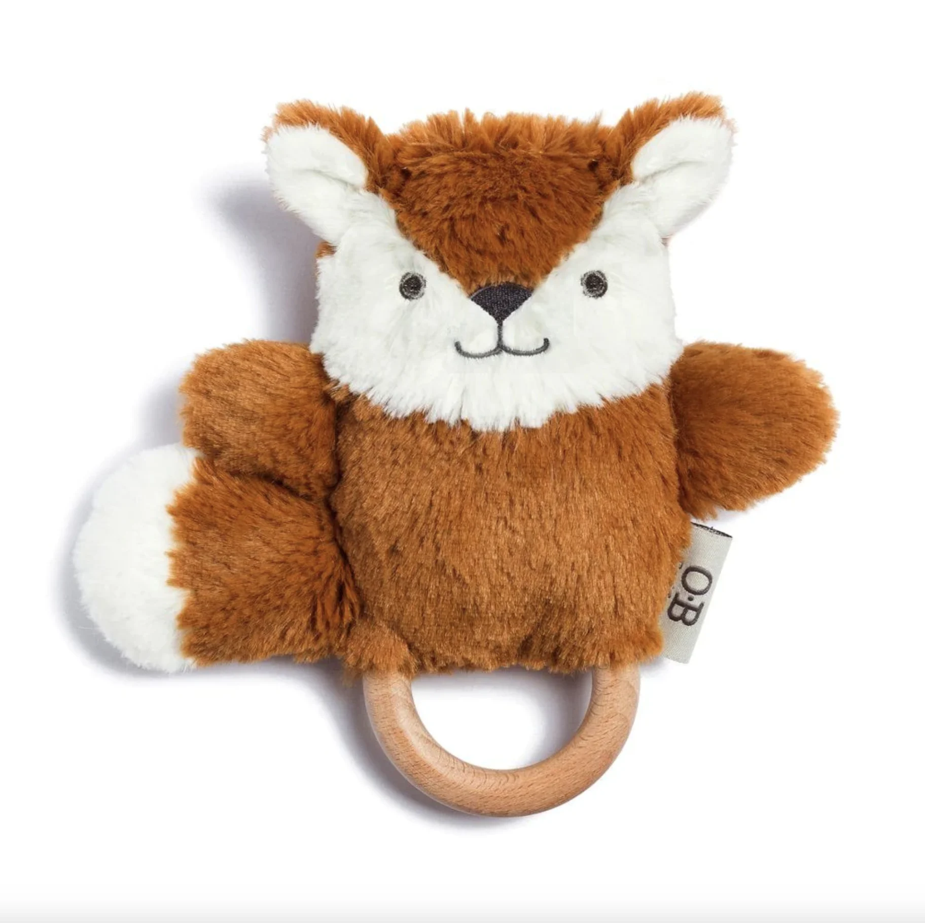OB Designs Wooden Teether | Baby Rattle & Teething Ring Frankie Fox