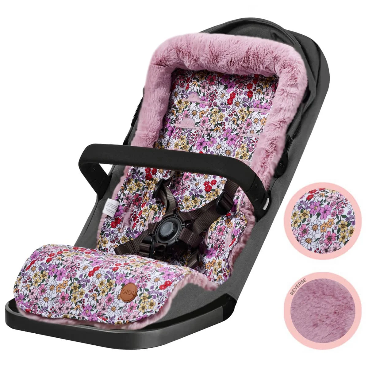 OiOi Reversible Cozy Fleece Pram Liner - Daisy