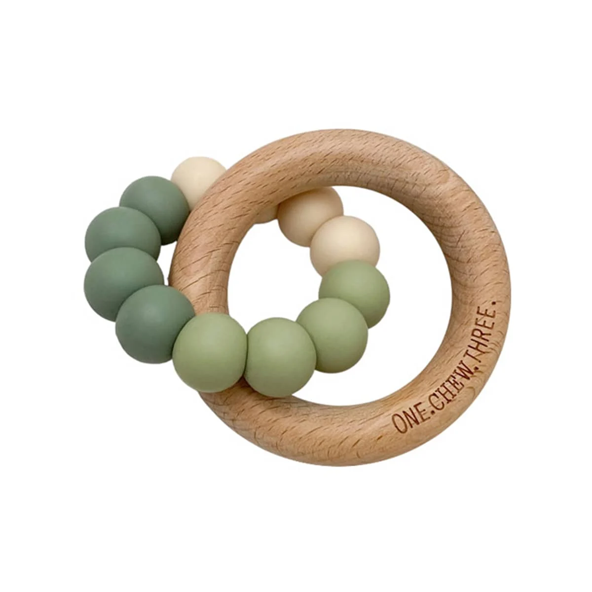 One.Chew.Three Ombre Silicone and Beech Wood Teether