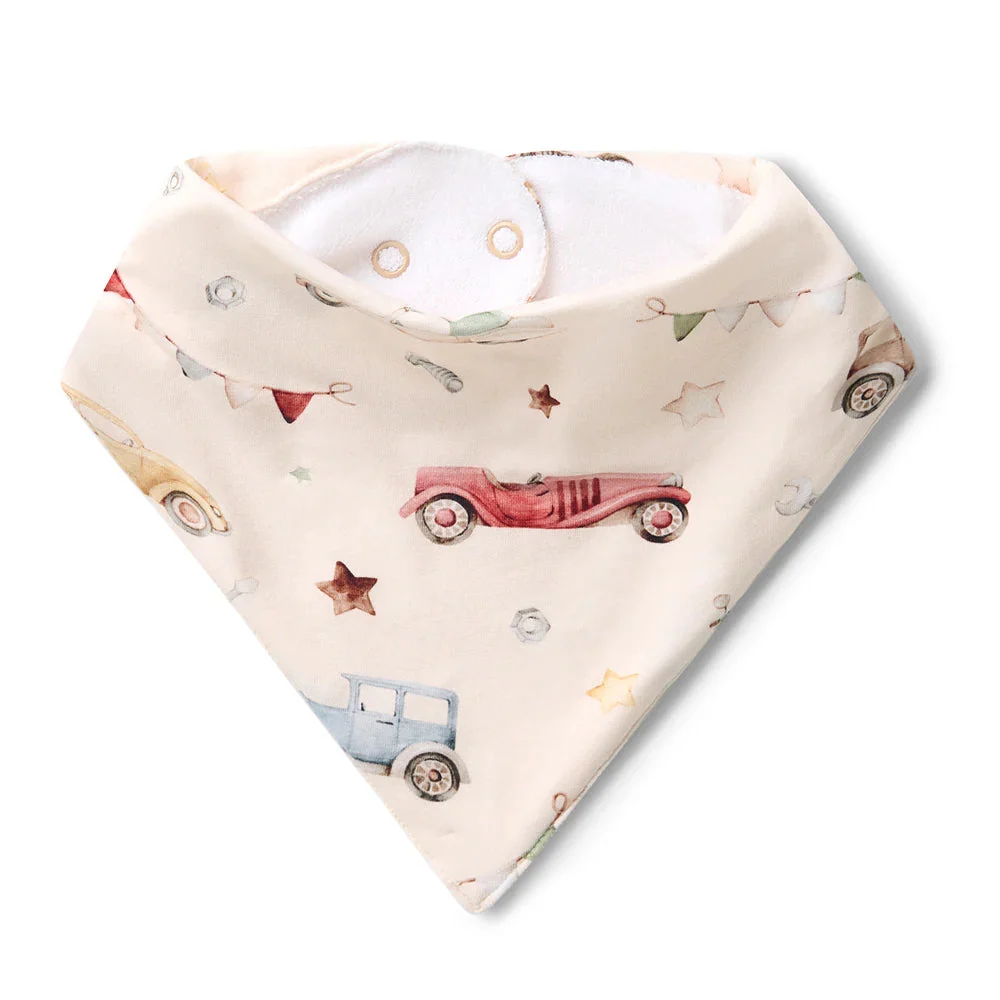 Organic Dribble Bib - Vintage Cars